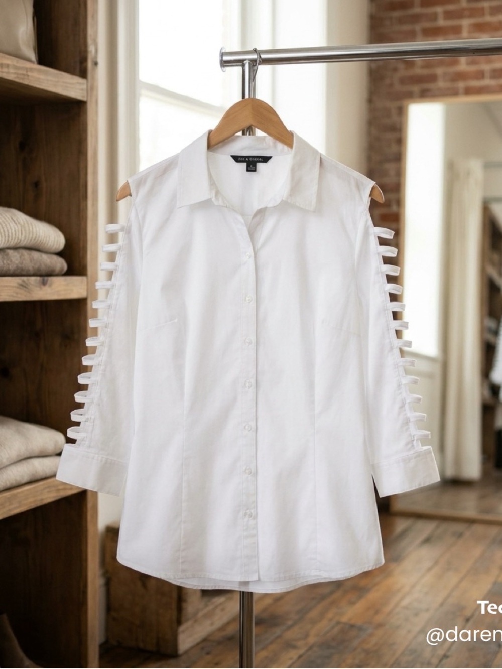 Zac & Rachel White Sleeveless Ladder-Trim Button-Down Shirt